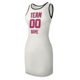 Custom White Pink Sleeveless Vest Dress