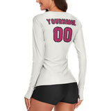Custom White Pink Women's Long-Sleeve Shirt