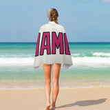 Custom White Pink Beach Towel
