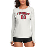 Custom White Red Women's Long-Sleeve Shirt
