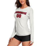 Custom White Red Women's Long-Sleeve Shirt