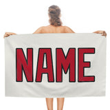 Custom White Red Beach Towel