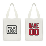 Custom White Red Canvas Tote Bag
