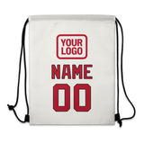 Custom White Red Drawstring Bag