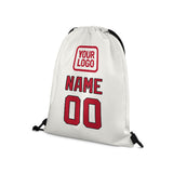 Custom White Red Drawstring Bag