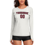Custom White Crimson Red Women's Long-Sleeve Shirt