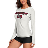 Custom White Crimson Red Women's Long-Sleeve Shirt