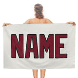 Custom White Crimson Red Beach Towel
