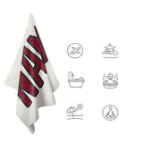 Custom White Crimson Red Beach Towel