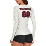 Custom White Crimson Red Women's Long-Sleeve Shirt