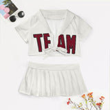 Custom White Crimson Red Cheerleading Uniform Set
