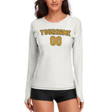 Custom White Yellow Women's Long-Sleeve Shirt