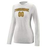Custom White Yellow Women's Long-Sleeve Shirt