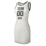 Custom White Dark Grey Sleeveless Vest Dress