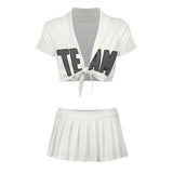 Custom White Dark Grey Cheerleading Uniform Set