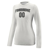 Custom White Dark Grey Women's Long-Sleeve Shirt