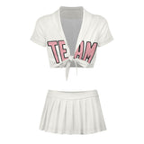 Custom White Light Pink Cheerleading Uniform Set