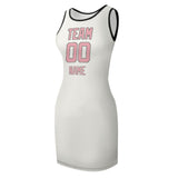 Custom White Light Pink Sleeveless Vest Dress
