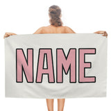 Custom White Light Pink Beach Towel
