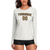 Custom White Khaki Women's Long-Sleeve Shirt