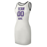 Custom White Light Purple Sleeveless Vest Dress