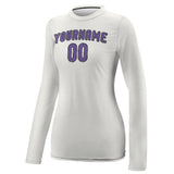 Custom White Light Purple Women's Long-Sleeve Shirt