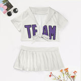 Custom White Light Purple Cheerleading Uniform Set