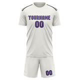 Custom White Light Purple Soccer Jersey