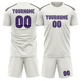 Custom White Light Purple Soccer Jersey