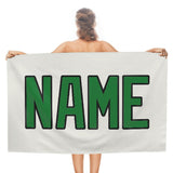 Custom White Emerald Green Beach Towel