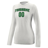 Custom White Emerald Green Women's Long-Sleeve Shirt