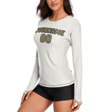 Custom White Light Khaki Women's Long-Sleeve Shirt