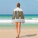 Custom White Light Khaki Beach Towel