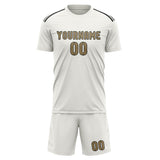 Custom White Light Khaki Soccer Jersey