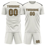 Custom White Light Khaki Soccer Jersey