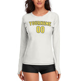 Custom White Light Yellow Women's Long-Sleeve Shirt