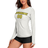 Custom White Light Yellow Women's Long-Sleeve Shirt