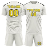 Custom White Light Yellow Soccer Jersey