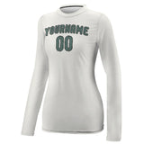 Custom White Blue Green Women's Long-Sleeve Shirt