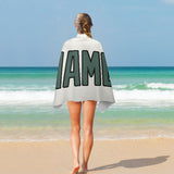 Custom White Blue Green Beach Towel