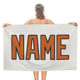 Custom White Orange Beach Towel