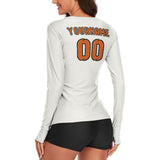Custom White Orange Women's Long-Sleeve Shirt