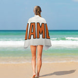 Custom White Orange Beach Towel