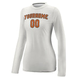Custom White Orange Women's Long-Sleeve Shirt