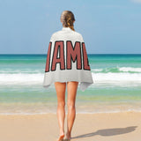 Custom White Copper Rose Beach Towel