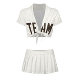 Custom White Brown Cheerleading Uniform Set