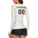 Custom White Brown Women's Long-Sleeve Shirt