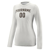 Custom White Brown Women's Long-Sleeve Shirt