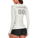 Custom White Gray Women's Long-Sleeve Shirt