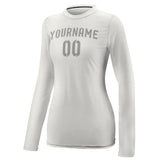 Custom White Gray Women's Long-Sleeve Shirt